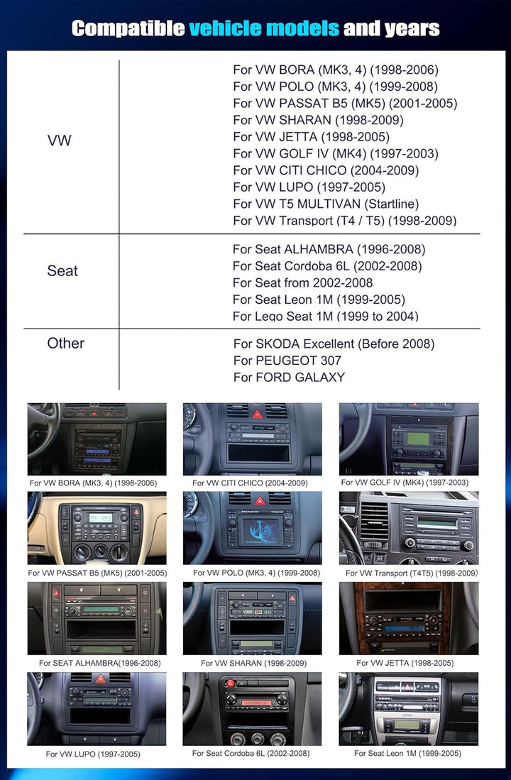 8-Core 4G+64G CAMECHO Android 15 Carplay Autoradio für VW Golf 4 Polo Sharan Jetta MK4 T5 Multivan m