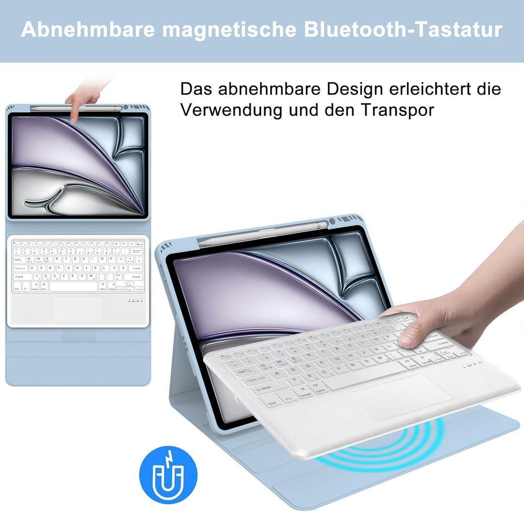SENGBIRCH Tastaturhülle für iPad Air 13'' (M2) 2024 - QWERTZ Deutsche Touchpad Tastatur Abnehmbare B
