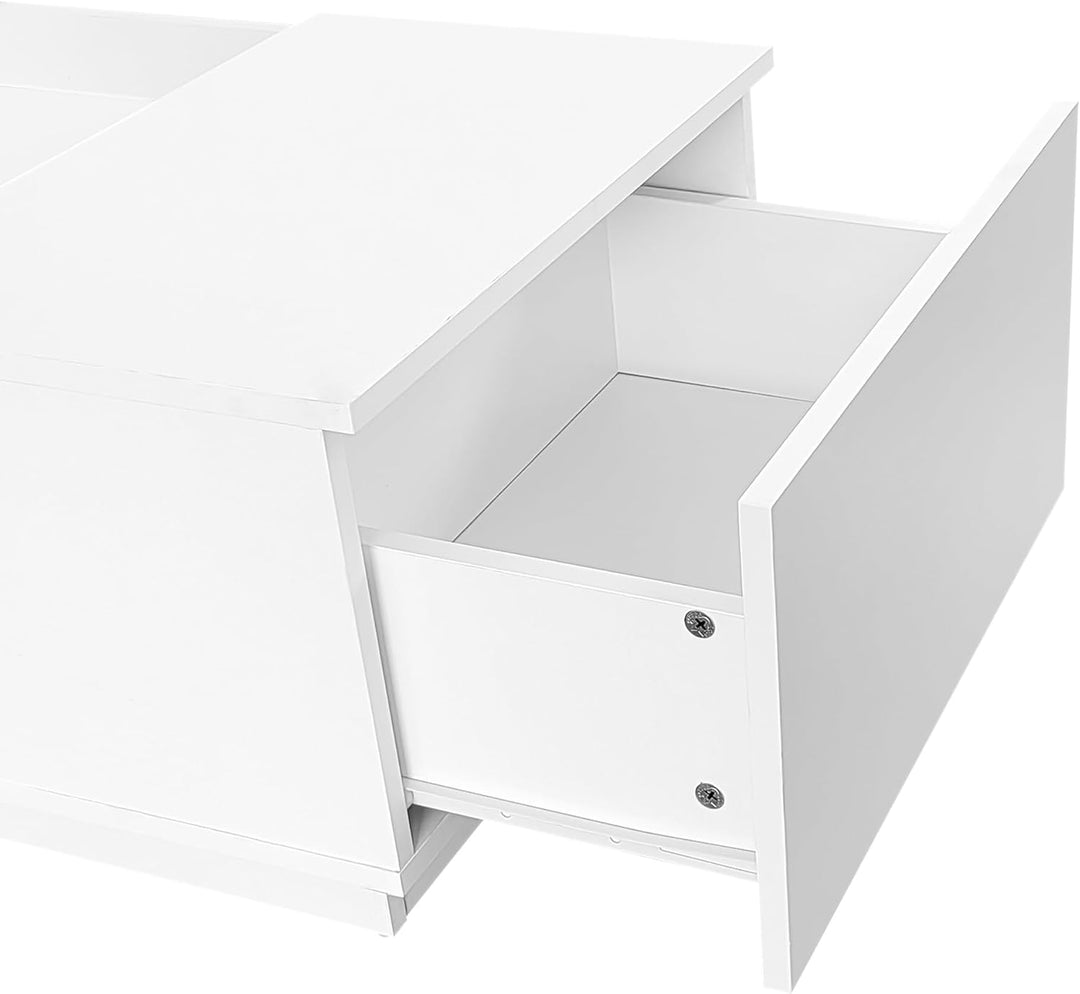 Merax Couchtisch Hochglanz mit LED Beleuchtung, Mitteltisch Teetisch für Wohnzimmer, Weiss Wohnzimme