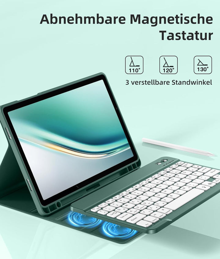 Vobafe Hülle mit Tastatur für Samsung Galaxy Tab A11+ Plus 11 Zoll 2025 / Tab A9+ Plus 2023, 7 Farbe