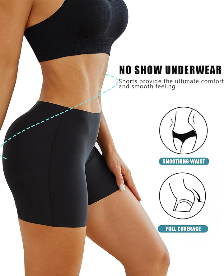 FINETOO 4er Pack Seamless Boxershort Damen High Waist Radlerhose Unterwäsche Weich Nahtlose Panties
