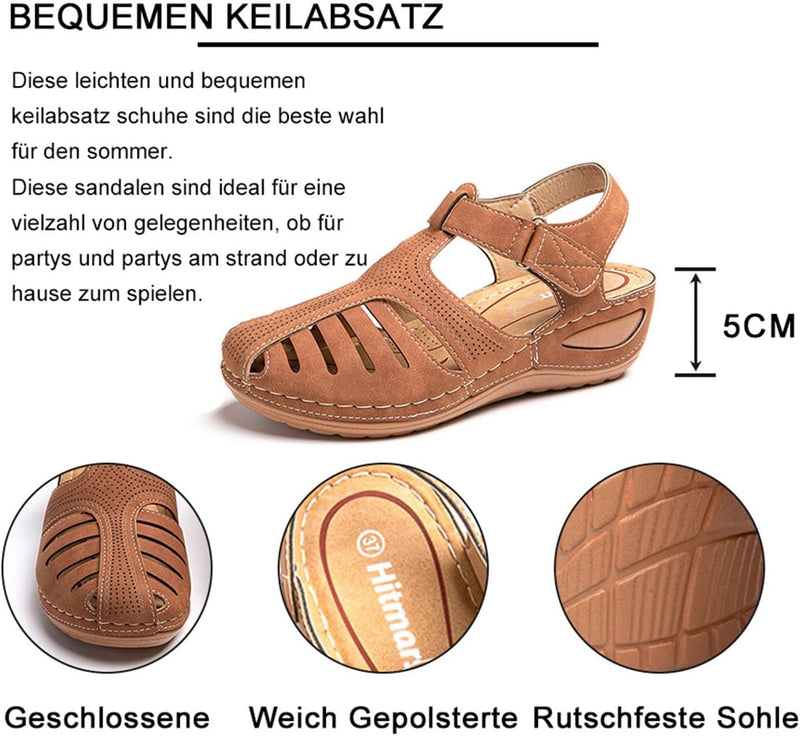 Hitmars Sandalen Damen Keilabsatz Pantoletten Plateau Geschlossene Sommer Keilsandalen Slingback Fus