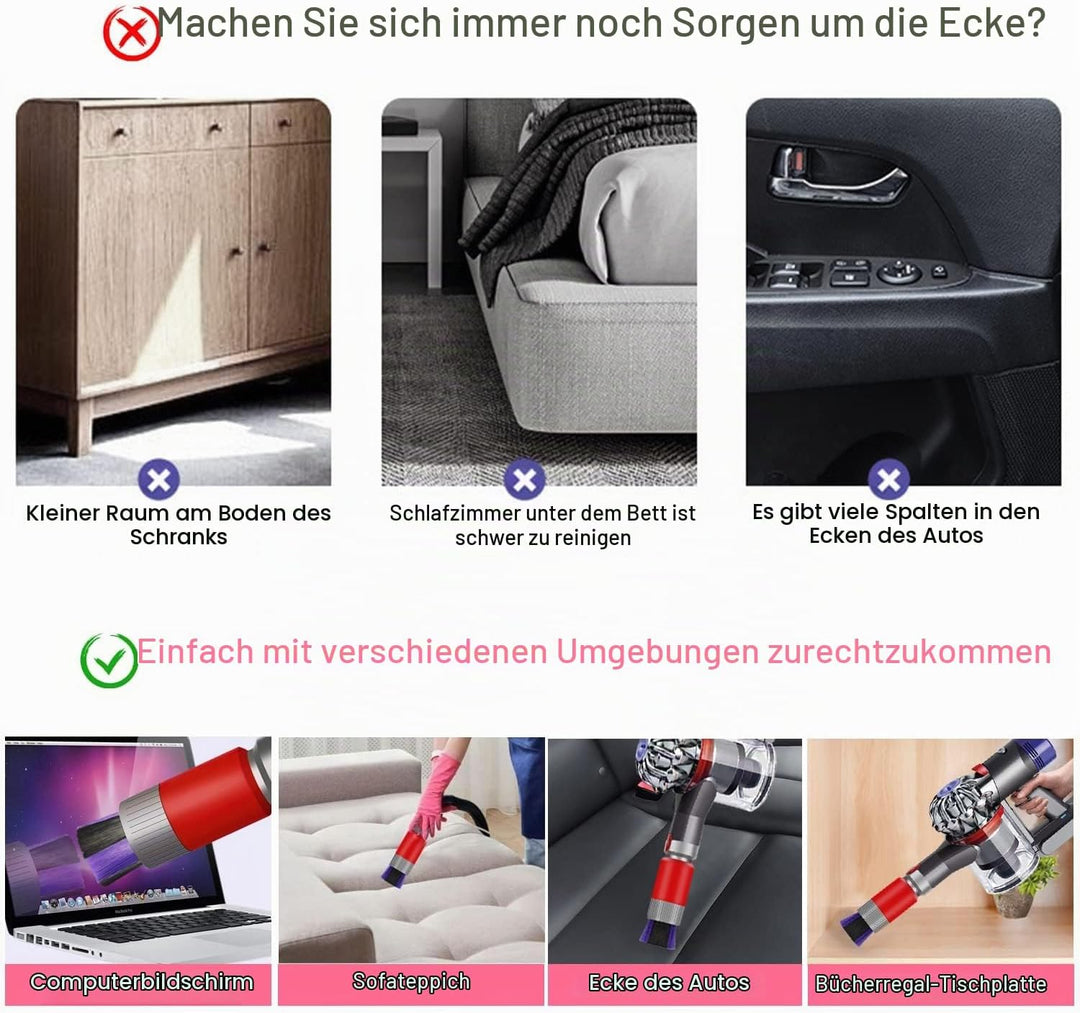 3 Stück Rückstandsloser Staubpinsel Staubsauger Zubehör Set, Kratzfreie Staubbürste für Dyson Schlau