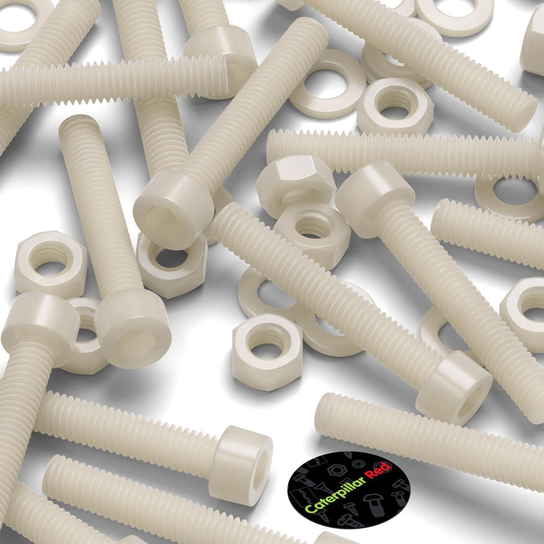 50 x Nylon-Inbusschrauben, M6 x 40mm, Kunststoff Maschinenschrauben, Kunststoffschrauben, Muttern &amp;