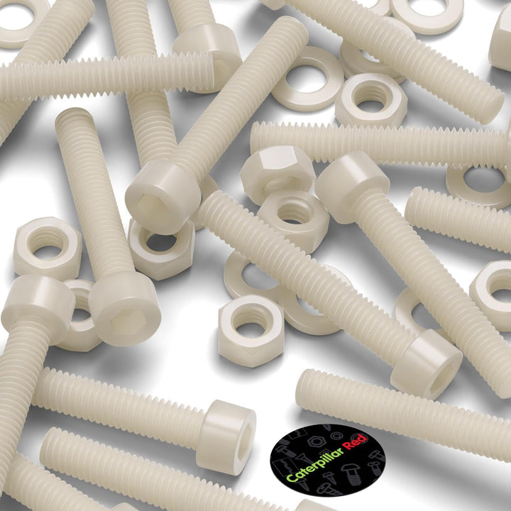 50 x Nylon-Inbusschrauben, M6 x 40mm, Kunststoff Maschinenschrauben, Kunststoffschrauben, Muttern &amp;