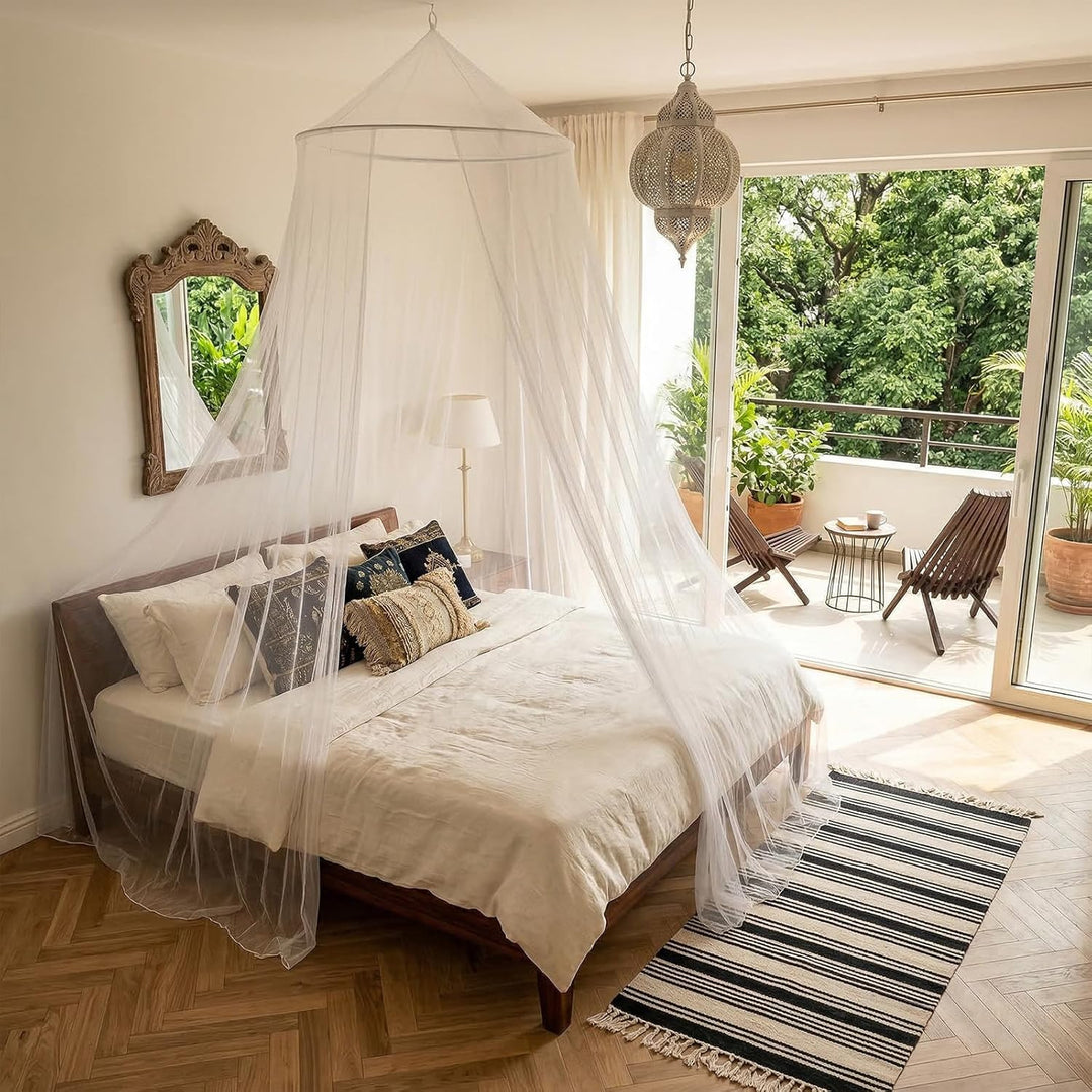 Sekey XXL Moskitonetz Doppelbett Rund, Mückennetz Bett Feinmaschig Mesh, Insektennetz für Innen und