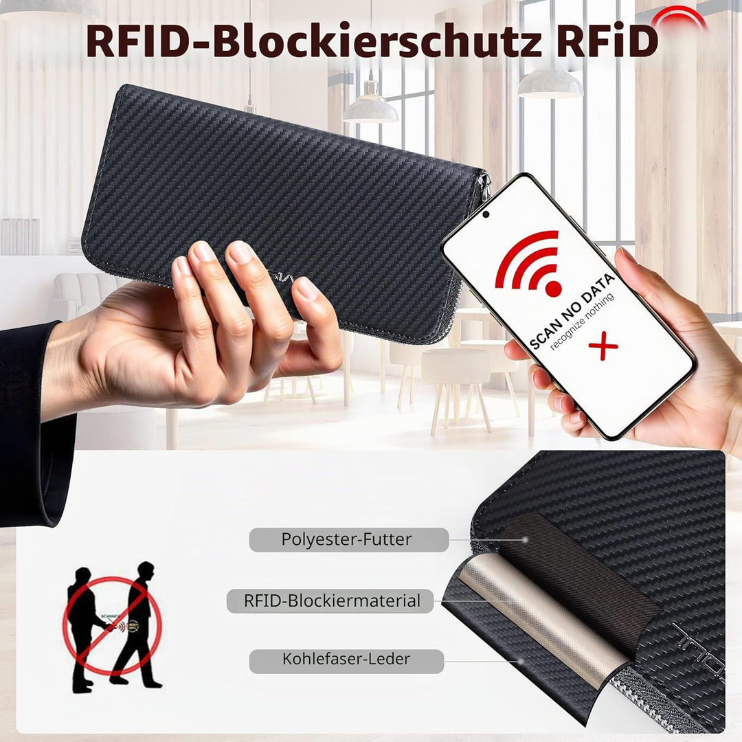 VISOUL Premium Brieftasche Echtleder Italienisches Leder mit RFID Schutz, XL Geldbörse für Herren Da