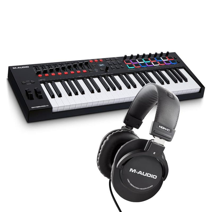 M-Audio Oxygen Pro 49 und HDH40 – 49-Tasten USB MIDI Keyboard Controller mit Beat Pads und Over-Ear