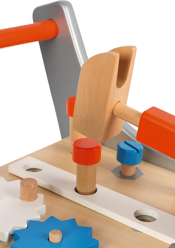 Janod - Brico'Kids Wooden Diy Trolley for Children - Magnetic - Pretend Play - 25 Tools and Accessor