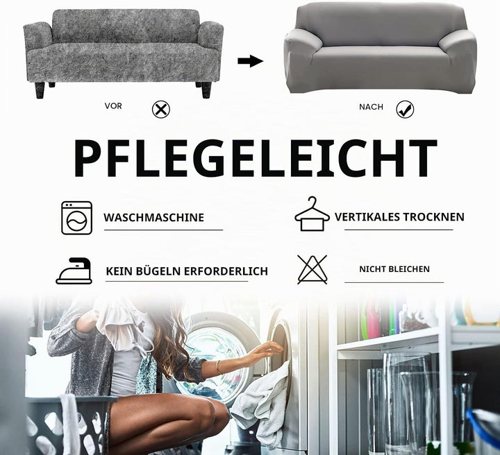 Lydevo Sofabezug 2 Sitzer Stretch Sofahusse Elastischer Sofabezug Spandex Sofa Überzug mit 2 Kissenb