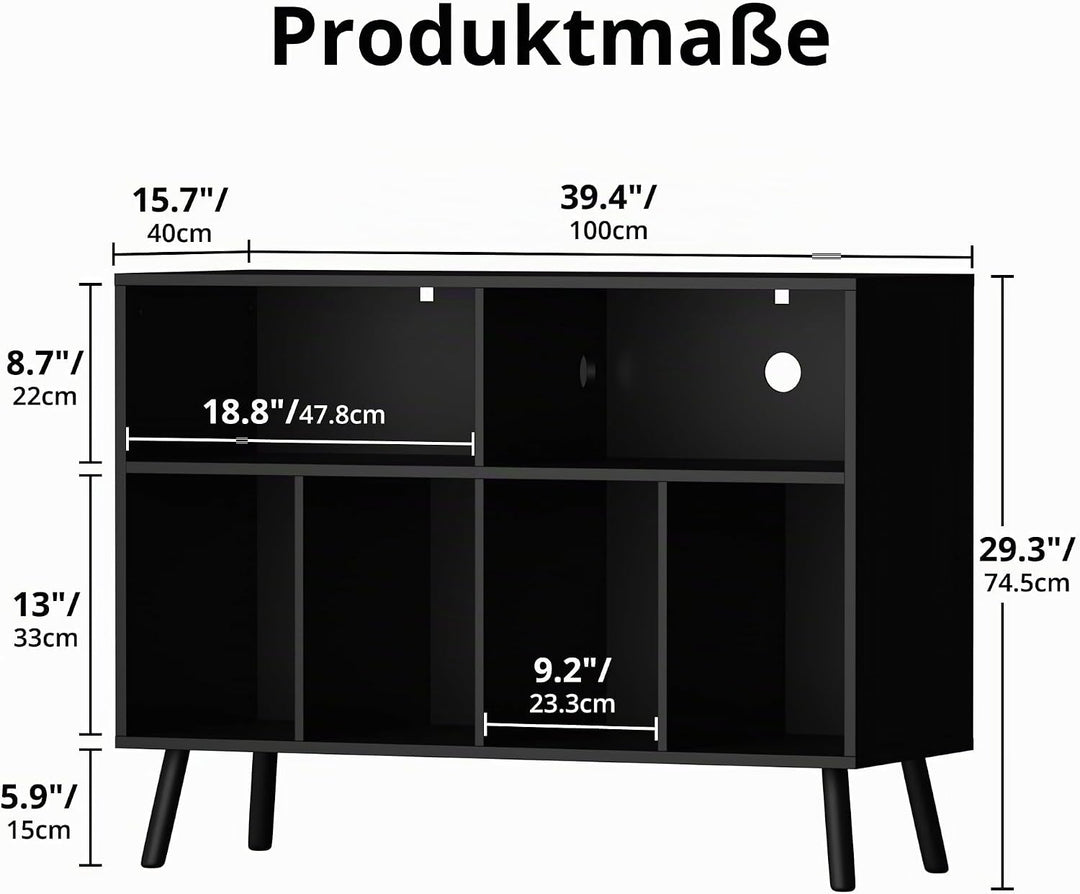Plattenspieler-Ständer mit Schallplattenaufbewahrung, Vinyl-Plattenregal mit Präsentationsfläche, Sc