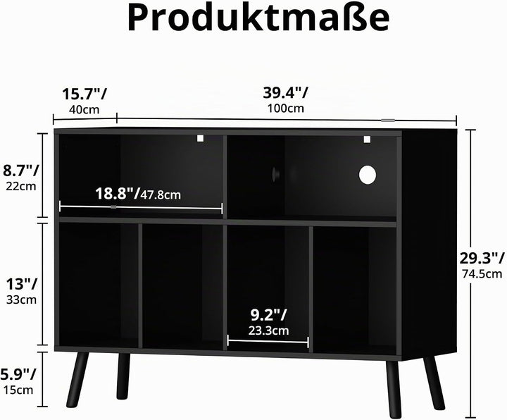 Plattenspieler-Ständer mit Schallplattenaufbewahrung, Vinyl-Plattenregal mit Präsentationsfläche, Sc