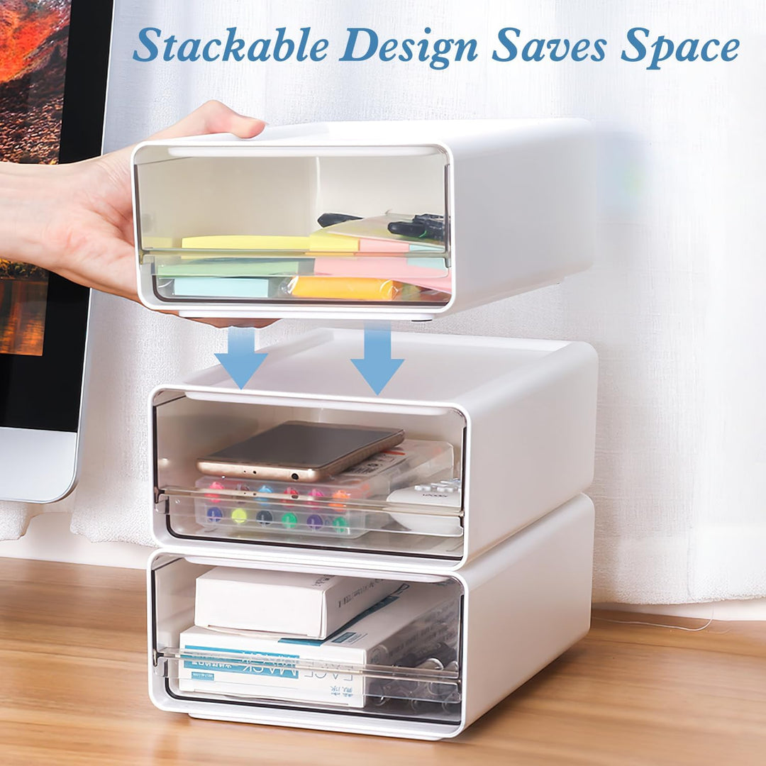 Organizer mit Schubladen Acryl 3 Stück, Schreibtisch Organizer a5, Schubladenbox Stapelbar, Büro Auf