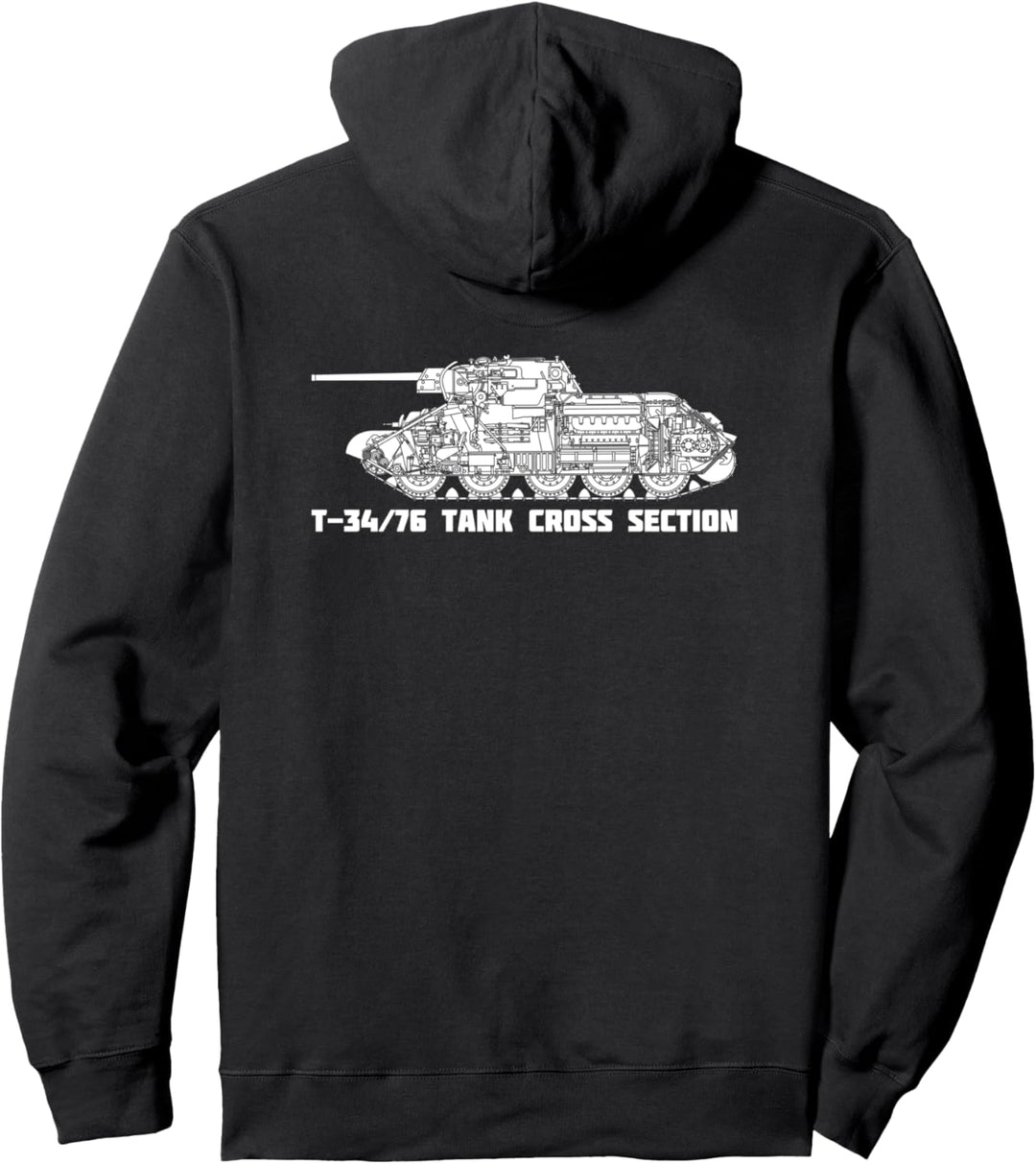 T-34 76 Panzer Russisches WW2 Silhouette Querschnitt Pullover Hoodie