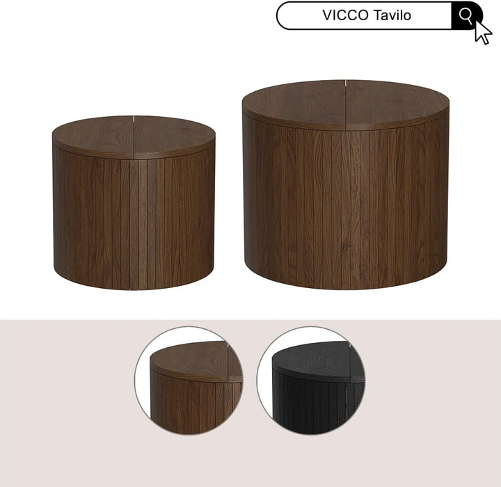 Vicco Couchtisch Tavilo, Nussbaum, 38 x 38 cm, mit Liftfunktion und Abnehmbarer Seitenwand Walnut 38