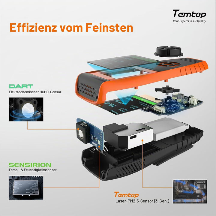 Temtop RaumLuftqualitätsdetektor Luftqualitätsdetektor Innenraum Monitor Datenausgang Formaldehyd HC