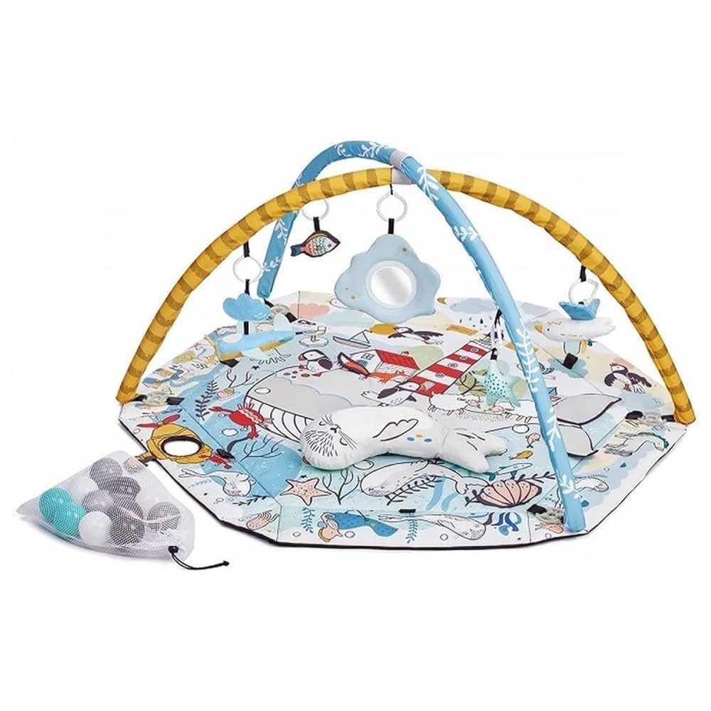 Kinderkraft SMARTPLAY SEA Spieldecke, Erlebnisdecke, Spielmatte mit Spielbogen, Krabbeldecke, Spielz