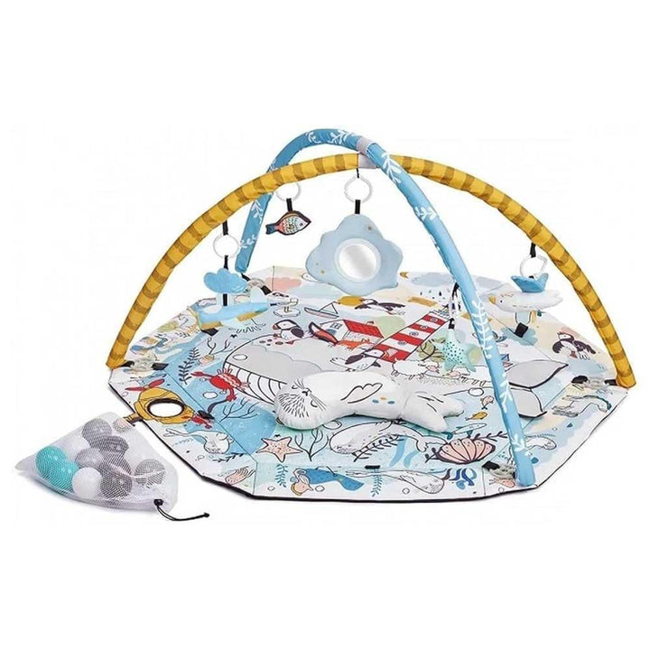 Kinderkraft SMARTPLAY SEA Spieldecke, Erlebnisdecke, Spielmatte mit Spielbogen, Krabbeldecke, Spielz