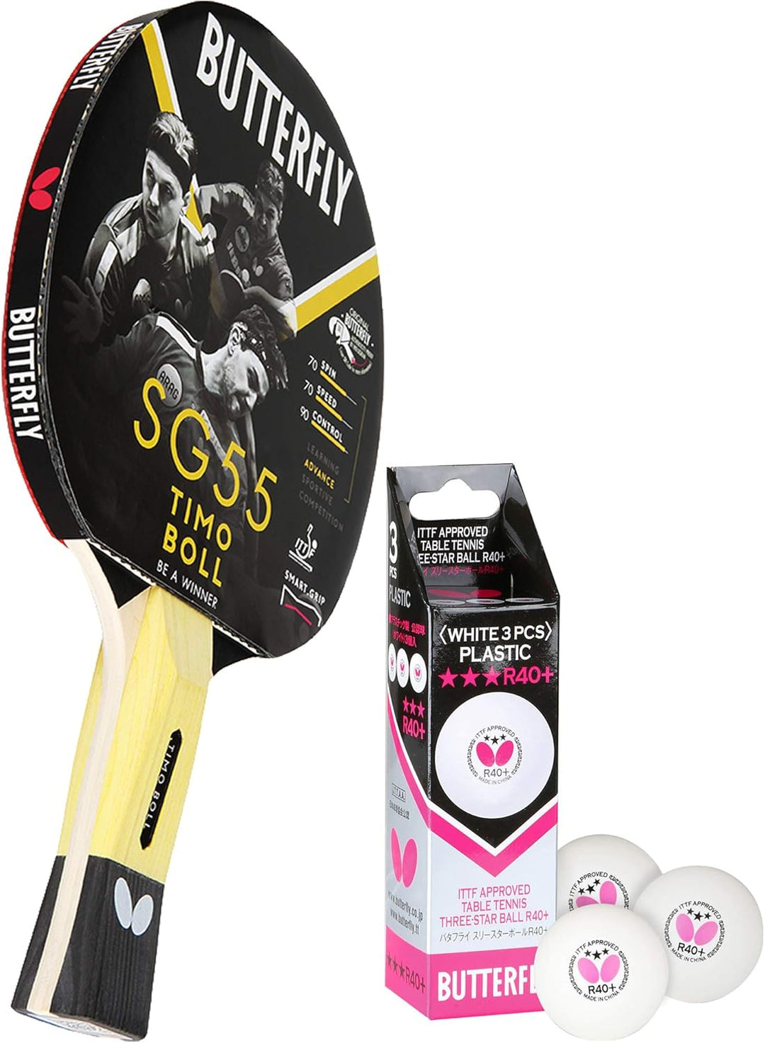 Butterfly® Timo Boll SG55 Tischtennisschläger | Tischtennis Racket Bat Hobby Training | geübte Freiz