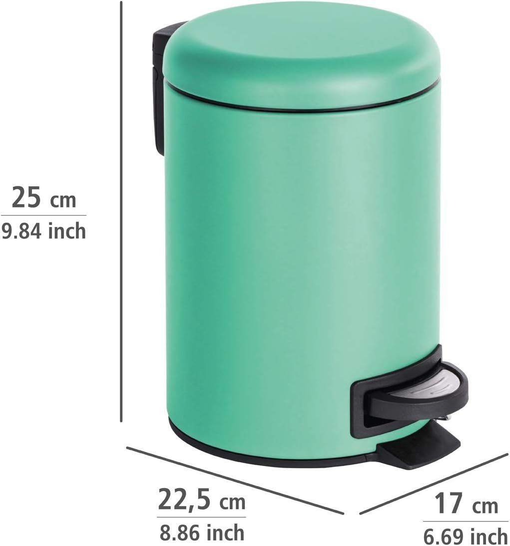 WENKO Treteimer Leman, 3 Liter, mit herausnehmbarem Einsatz, aus lackiertem Stahl, 17 x 25 x 22,5 cm