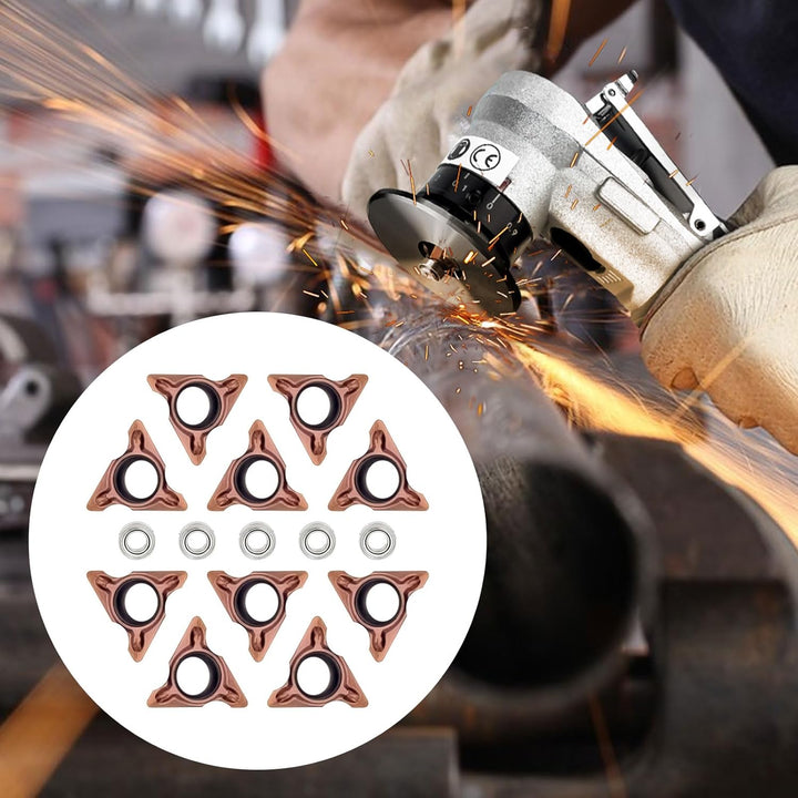 10 Stück Dreiecksschneiderköpfe Rundwinkel für Mini Pneumatische Anfasmaschine, Wolframstahl-Drehein