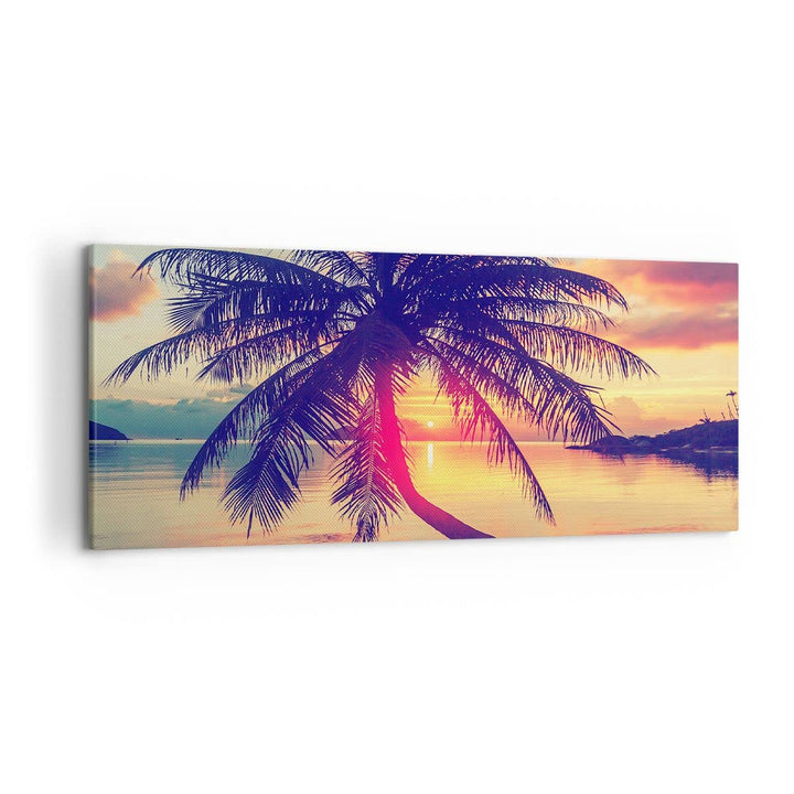 Wandbilder Dekoration Wohnzimmer Meer Strand Palme Panorama Bilder auf Leinwand 120x50cm Leinwandbil