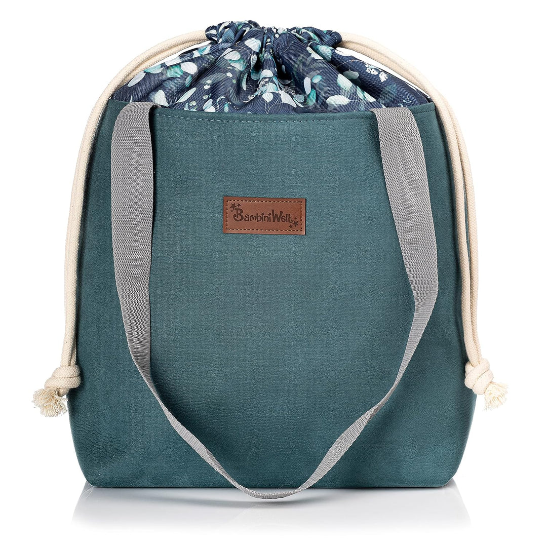 BAMBINIWELT Wickeltasche Schultertasche Shopper Babytasche Windeltasche aus LEDER für Kinderwagen Bu