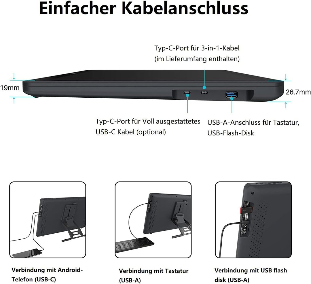 HUION Kamvas 22 21,5 Zoll Grafiktablett mit Display, 120% sRGB-Farbumfang, blendfreier Mattfilm, kan