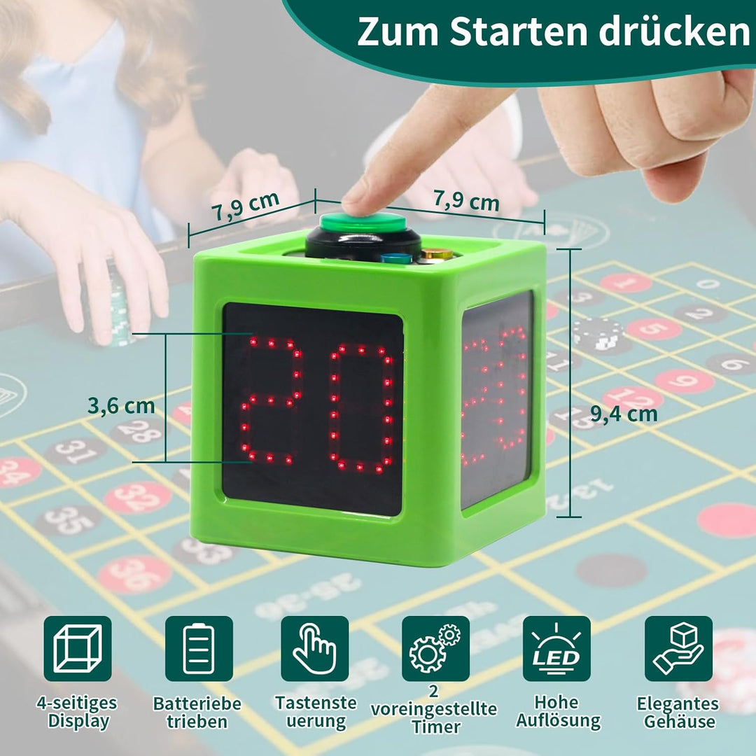 Poker Shot Clock, Cube Timer Countdown für Poker/Casino/Schachkasinos,20/30 Sec and Custom Time (Kle