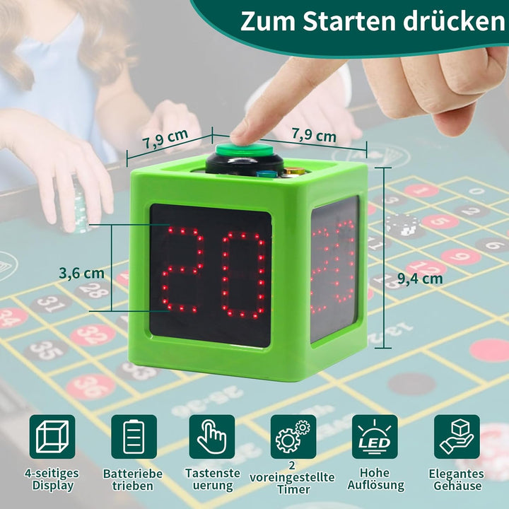 Poker Shot Clock, Cube Timer Countdown für Poker/Casino/Schachkasinos,20/30 Sec and Custom Time (Kle