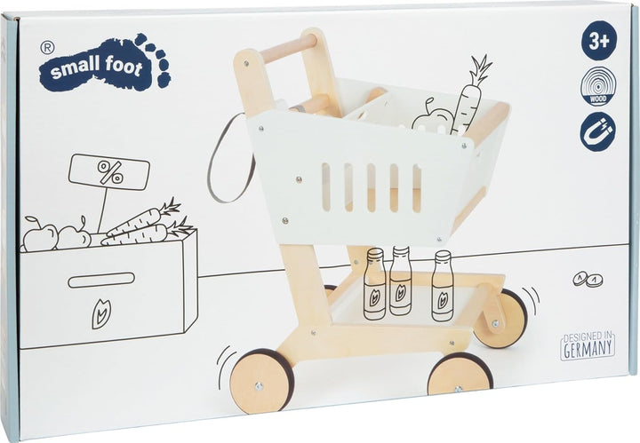 Small Foot Einkaufswagen Fresh aus Holz, Zubehör für den Kaufladen und Supermarkt, Rollenspielzeug a