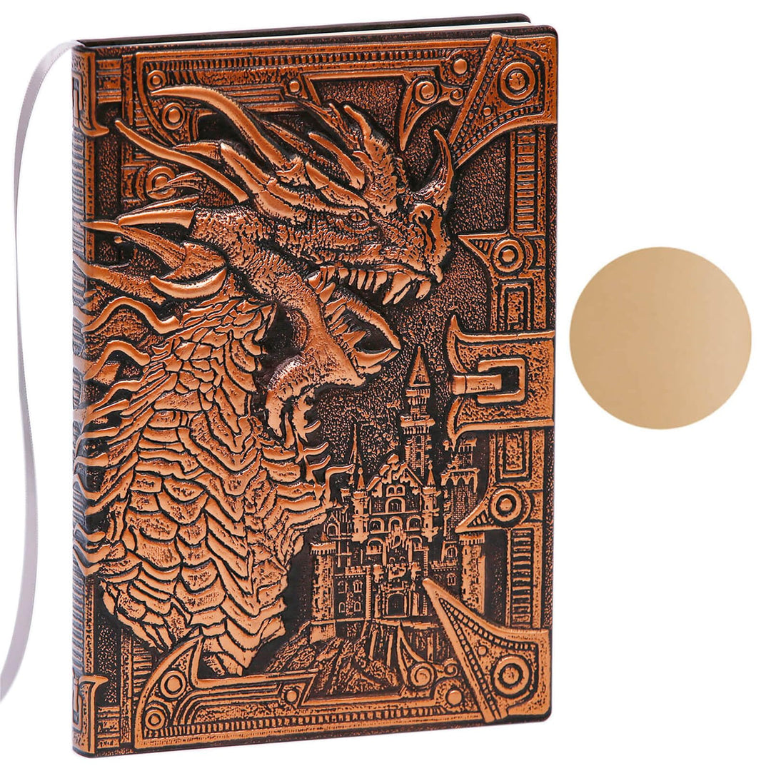 A.F.N.A.L Unliniertes Tagebuch – DND Drache Bronze 3D-geprägtes Kunstmuster Hardcover Notizbuch Gesc