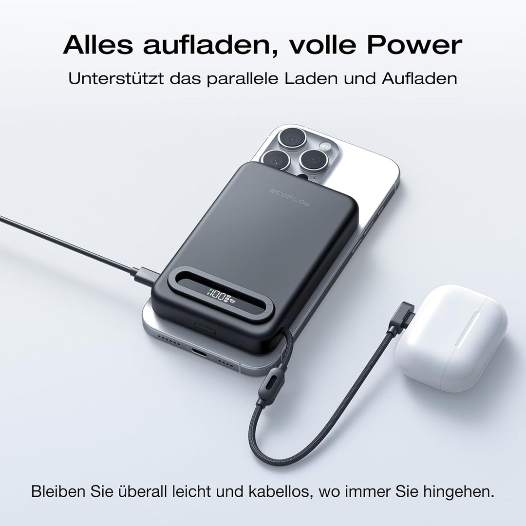 EcoFlow Qi2.2 Magsafe Powerbank 10000mAh 25W mit USB C 36W Kabel, Qi2.2-Zertifiziert Magnetische Pow