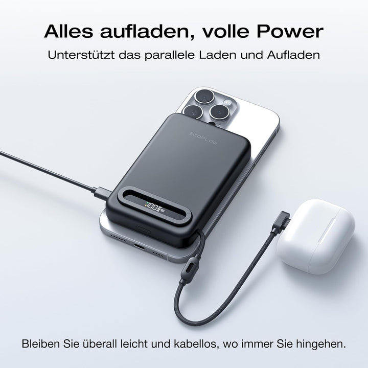 EcoFlow Qi2.2 Magsafe Powerbank 10000mAh 25W mit USB C 36W Kabel, Qi2.2-Zertifiziert Magnetische Pow
