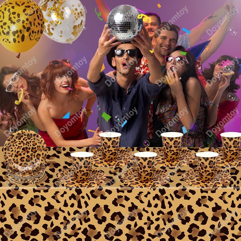 Doyomtoy Leopard Geburtstag Deko, Leoparddruck Partygeschirr Geburtstagsteller Tassen Servietten Saf