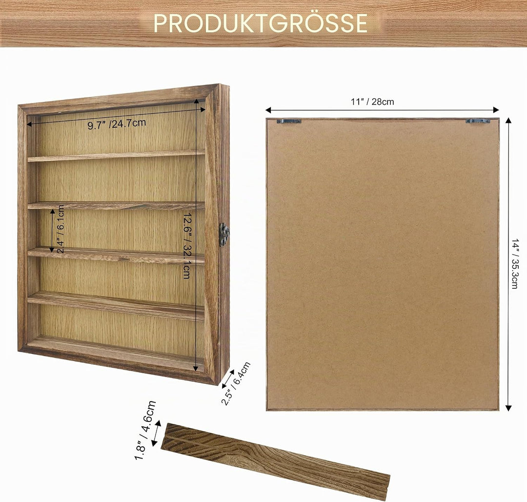 Grosse Schattenbox Vitrine Rahmen mit Glasfenstertür 3D Bilderrahmen Erinnerungsstücke Medaillen Eri