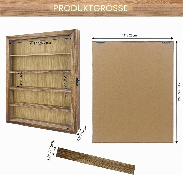 Grosse Schattenbox Vitrine Rahmen mit Glasfenstertür 3D Bilderrahmen Erinnerungsstücke Medaillen Eri