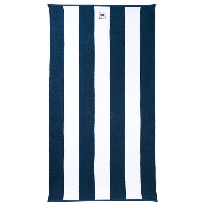 Strandhandtuch Soho, Strandtuch | 100x180cm gross, Weiss Blau Gestreift | Badetuch XXL aus 100% Baum