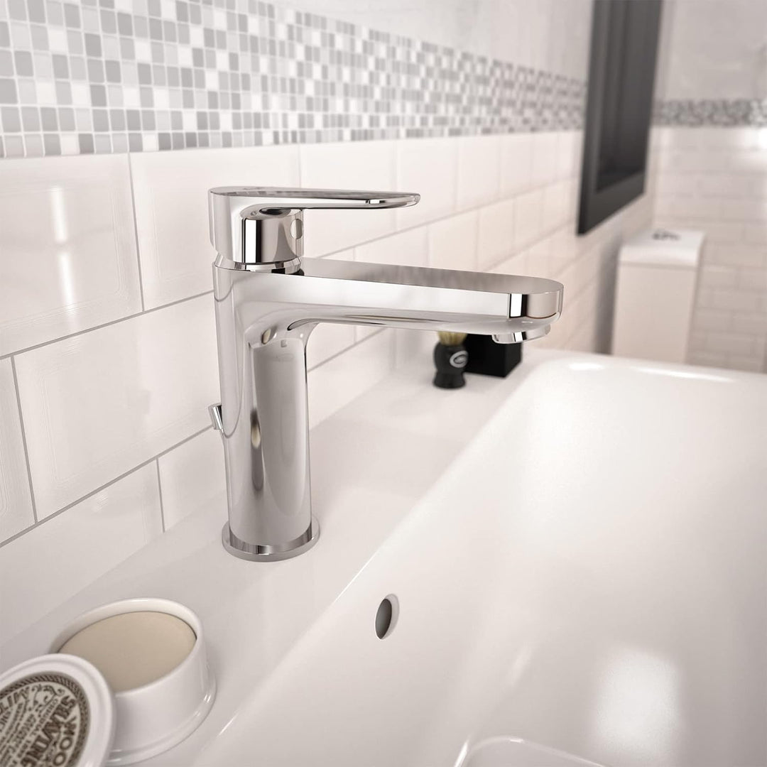Ideal Standard BC699AA Cerafine O Waschtischarmatur Grande mit Zugknopf-Ablaufgarnitur mit Ablaufgar