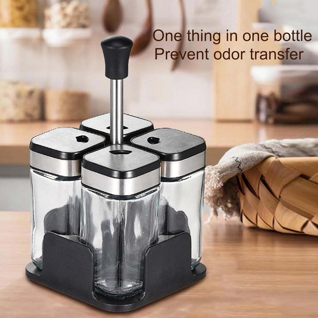 Gewürzflasche Glas Dispenser, versiegelt und feuchtigkeitsfest, Kapazität 200ml Cruets mit 360° dreh