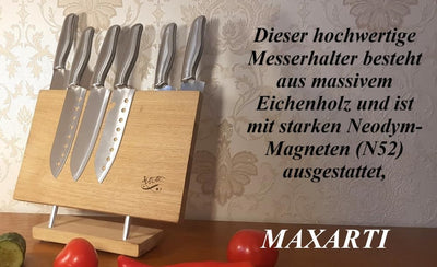 Maxarti Eichenholz Magnetisch Messerhalter Doppelseitige Messerblock Messerleiste 10x30x25cm mit sta