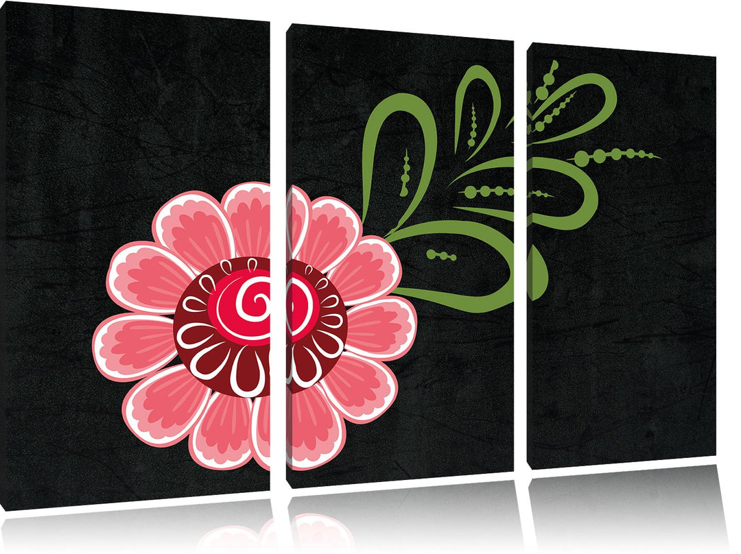 Pixxprint Hübsche rosa Blume als Leinwandbild/Grösse: 3 Teilig (120x80) cm/Wandbild/Kunstdruck/ferti