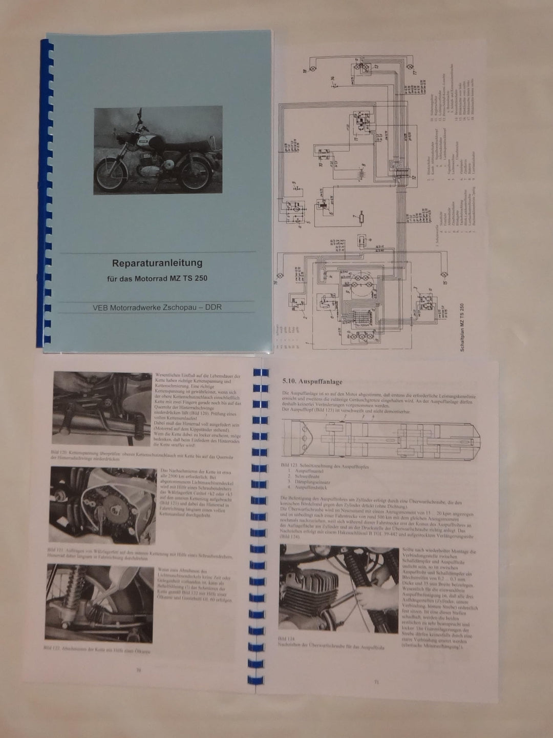 A4 Reparaturhandbuch Reparaturanleitung mit Schaltplan MZ TS 250 NEU