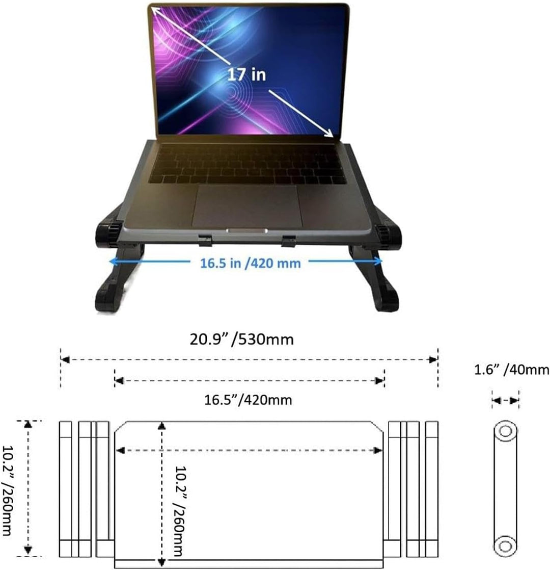 Laptop-Bett-Schreibtisch, Bett-Laptop-Tisch, Verstellbarer Laptop-Ständer mit Computerablage, Zusamm