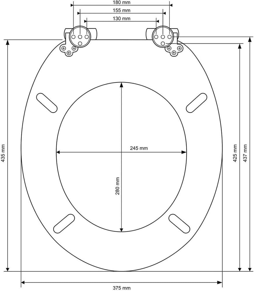 MDF-Toilettensitz mit Soft-Close-Mechanismus, O-förmiger Toilettensitz mit verstellbaren Scharnieren