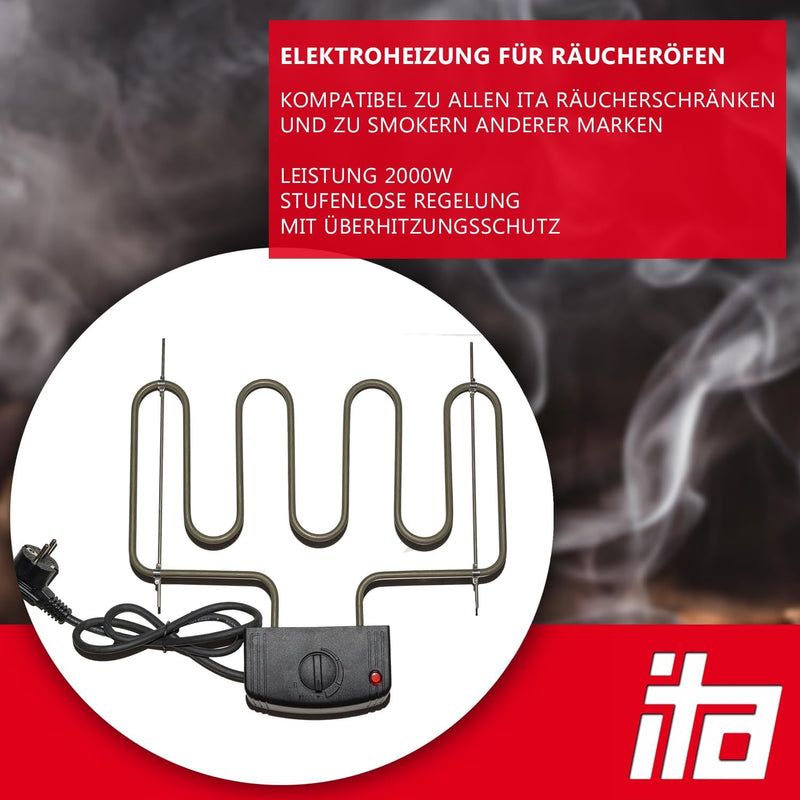 ITA Räucherofen Profi Elektroheizung 2000W zum Räuchern - Heizspirale für ITA Räucherschränke und Sm
