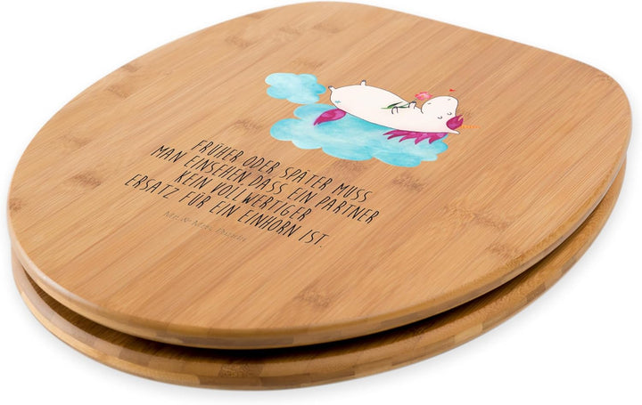 Mr. & Mrs. Panda Motiv WC Sitz Einhorn verliebt auf Wolke - Geschenk, WC-Sitz, Freundin, Klodeckel,