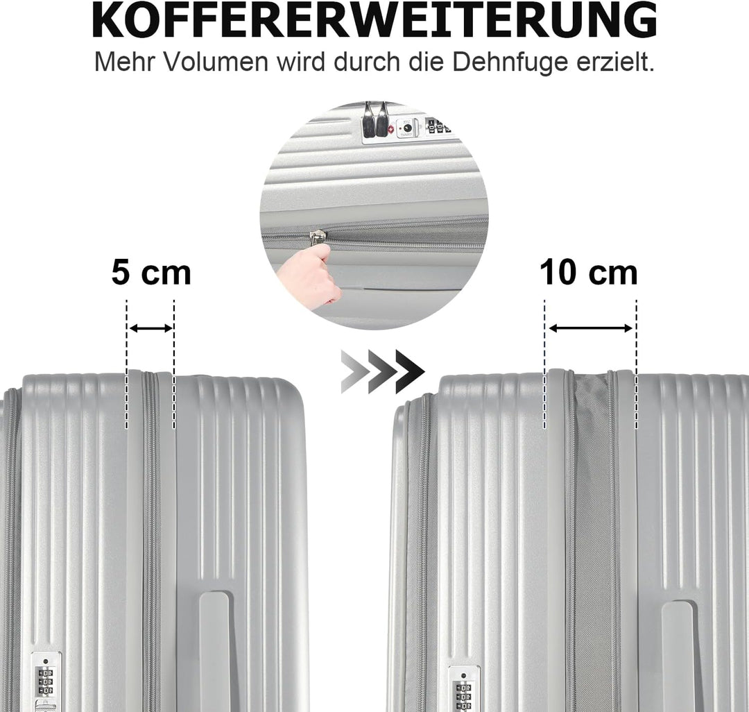 Polycarbonat Hartschalenkoffer Set 3-teilig, Spezielles Frontöffnungssystem mit Organizer-Fach, Erwe