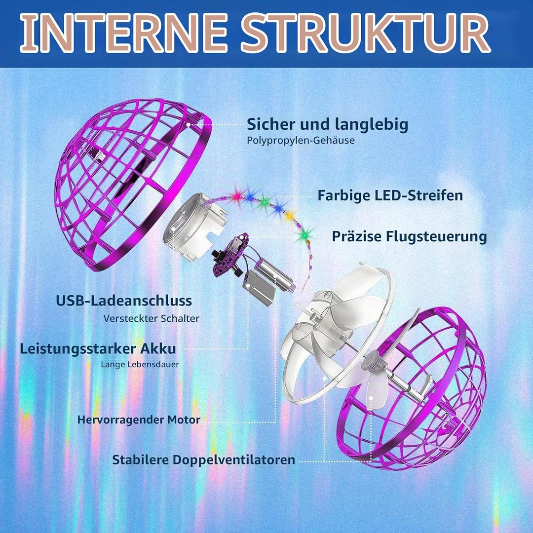 Sosuy 2025 Fliegender Ball Spielzeug FüR Junge, Hover Flying Rotierender Schwebeball Magischer Boome
