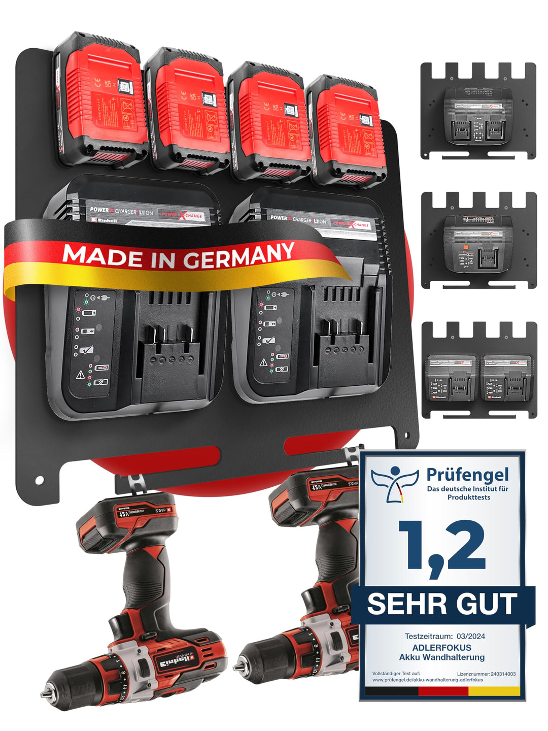 Adlerfokus Wandhalterung für Einhell Akkus & Ladegeräte [Made in Germany] Einhell Akkuhalter Wandhal